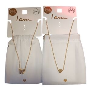 💎💎Gold-Plated Heart 🩷and Crystals Butterfly 🦋 Necklace Set/Keepsake Pouches